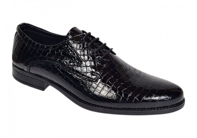 Pantofi barbati de gala - eleganti din piele naturala croco lac Ciucaleti Lorenzo 819